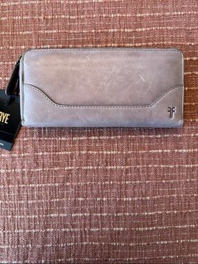 FRYE Mushroom Leather Zip-Around Wallet